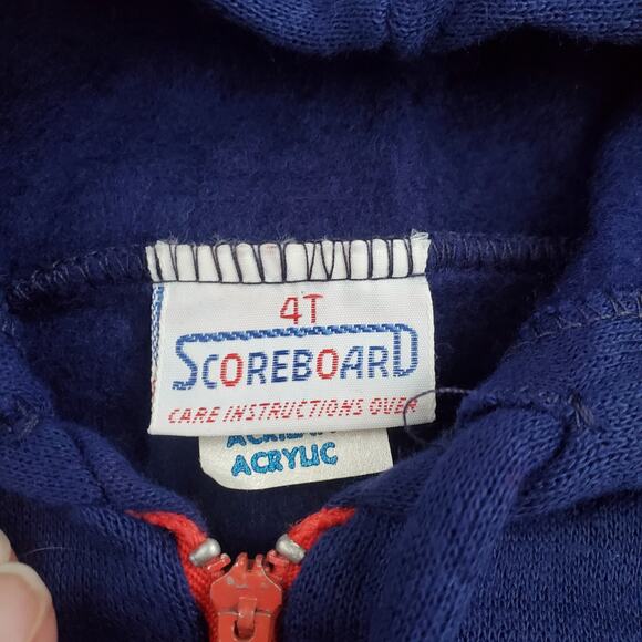 Vintage 80s Scoreboard Kids Colorblock Hoodie Jacket Sz 4T USA Made - Picture 3 of 5